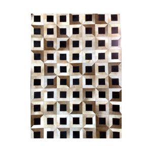 Tapis en cuir de vache à poils naturels, élégant, moderne, fait main, qualité supérieure, luxe, en fourrure et laine, cousu à la machine, pour zone de prière - Product Image 2