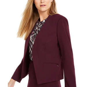 Giacca Senza Colletto in Pelle di Agnello Viola per Donna Calvin Klein, Decorazione con Applicazioni a Frange, Taglia 8 per l'Autunno - Product Image 3