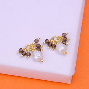 Quartz fumé minimaliste plaqué or fait à la main breloques de pierres précieuses connecteur fil enroulé en vrac lot d'approvisionnement composants de pierre de naissance pour laiton - Product Image 2