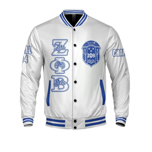 Zeta Phi Beta 1920 Azul Blanco Griego Life Varsity Letterman Chaqueta Hermandad ZPB Chenille Patch Founders Edition - Product Image 4