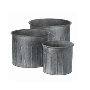 Pot de fleurs galvanisé en métal de haute qualité de style américain pour jardin, maison, patio, bureau. - Product Image 2