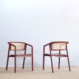 Modern <b>Natural</b> Rattan <b>Dining</b> <b>Chair</b> Solid Wood Frame Terracotta Finish for Home Apartment Warehouse Restaurant Hotel Cafe Use - Product Image 2