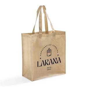 Medium Size Customized Logo Tote <b>Bags</b> for Shopping Advertising Recyclable Grocery <b>Bags</b> with <b>Long</b> Handle Featuring Letter Pattern - Product Image 4
