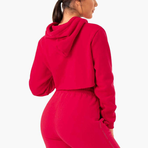 Sweat-shirt à capuche court pour femme, tissu polaire d'hiver, sweat-shirt décontracté tendance - Product Image 4