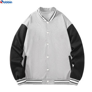 แจ็คเก็ตวาร์ซิตี้ผู้ชายสุดฮิต ทรงหลวม สีตัดกัน ยอดนิยม สไตล์เบสบอล ปักตัวอักษร ไซส์ใหญ่พิเศษ คอตั้ง - Product Image 1
