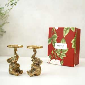 Ensemble cadeau de deux éléphants bébés, élégant accent décoratif pour la maison, collection artistique artisanale de qualité supérieure, affichage festif élégant - Product Image 2