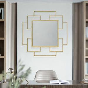 Miroir mural décoratif en métal cadre suspendu rond de luxe pour salle de bain chambre vanité et salon décoration murale - Product Image 4