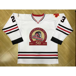 Camisetas de Hockey sobre Hielo de Poliéster 100% de Buena Calidad y Muy Populares con Logotipo Impreso para Ropa Deportiva en Color Azul Oscuro - Product Image 5