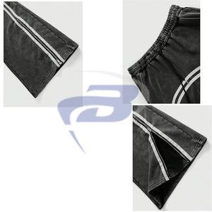 Pantalon de survêtement pour homme, sportif, surdimensionné, taille élastique, polyester/coton, streetwear décontracté, avec bandes latérales. - Product Image 3