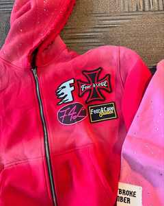 Venta al por mayor Sudadera con capucha unisex 100% algodón orgánico efecto lavado ácido diseño desgastado bordado de diamantes de imitación estampado personalizable invierno - Product Image 2