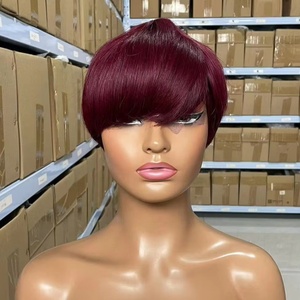 Đầy Màu Sắc Ngắn Pixie Cắt Tóc Giả Với Những Tiếng Nổ Đầy Đủ Máy Làm Tóc Giả Với Những Tiếng Nổ Glueless Thẳng <span class=keywords><strong>Bob</strong></span> Tóc Giả Tóc Con Người Cho Phụ Nữ - Product Image 4