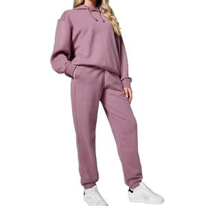 Ensemble de survêtement en velours doux pour femme avec sweat à capuche zippé et pantalon de jogging, taille standard, pas cher - Product Image 1