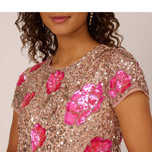 <span class=keywords><strong>Vestido</strong></span> <span class=keywords><strong>de</strong></span> cuello redondo para mujer, gran oferta, <span class=keywords><strong>vestido</strong></span> <span class=keywords><strong>de</strong></span> trapecio Floral <span class=keywords><strong>de</strong></span> lentejuelas <span class=keywords><strong>de</strong></span> alta calidad con mangas cortas, <span class=keywords><strong>vestido</strong></span> <span class=keywords><strong>de</strong></span> cóctel rosa durante el día - Product Image 4