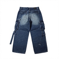 Jean cargo baggy Y2K pour homme, taille mi-haute, style streetwear, vintage, délavé, 100 % coton, coupe droite ample, denim, hiver, printemps, automne