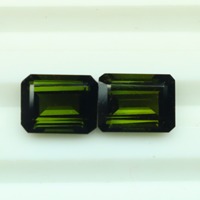 Safir Hijau Alami Potongan Cushion, Terolah Panas, Dipoles, Set 4 Pasang 7X5, 2 Pasang 9X7