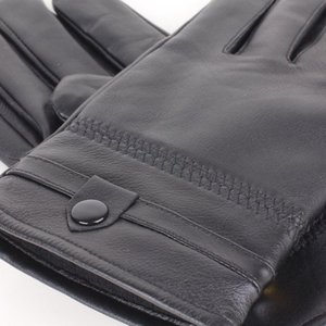 Gants de protection mi-poignet en peau de mouton noire unie Keven Impex, respirants, chauds, avec doublure en fourrure, détection des aiguilles, pour hommes, sport et voyage - Product Image 4