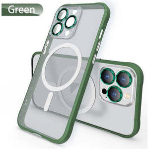 เคสกระจกกันรอยเลนส์โลหะสำหรับ iPhone 15 Pro 6.1 นิ้ว พร้อมวงแหวนแม่เหล็ก สีเขียว - Product Image 1