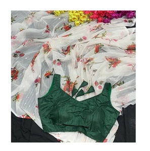 Tendance indienne Saree magnifiquement conçu Georgette Premium avec impression numérique Saree imprimé de fleurs pour les vêtements de fête et de mariage - Product Image 1