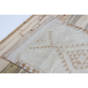 Alfombra Turca de 3x14.6 pies, Alfombra Vintage de Retazos, Lana Beige, Respaldo de Látex Ecológico, Alfombra Tradicional - Product Image 5