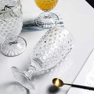 Verre à vin en forme de ballon soufflé à la main, gobelets à côtes, verres à pied à rayures verticales, vintage, 13 oz, pour cocktails, vin, boissons - Product Image 6