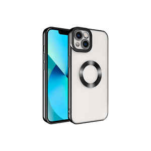 Coque de protection antichoc en silicone de luxe Omega Series pour iPhone 14 7 Plus avec fenêtre logo et protection caméra style liquide transparent - Product Image 1