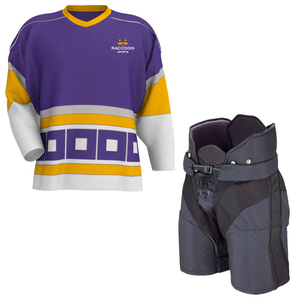 Wholesale Custom Ice Hockey Uniforms Sublimated <b>Polyester</b> 220-260gsm Team Wear Jersey Hockey <b>Socks</b> Pants RACCOON SPORTS Cheap - Product Image 5