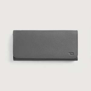 Taylor Grey Handmade Genuine Leather Continental <b>Wallet</b> Business/Casual Style Zipper Closure RFID Feature <b>Long</b> Slim Polyester/PU - Product Image 1