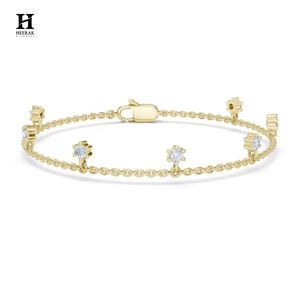 Bracelet sophistiqué avec pendentif diamant, chaîne en or délicate avec breloques diamant flottantes, bijoux fins de qualité supérieure - Product Image 2