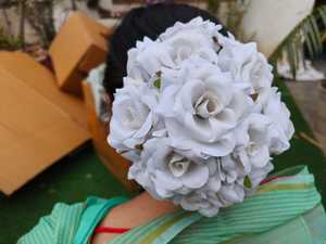 Red Flowers Hair Clip Fashion Red Floral Comb Bridesmaid Wedding Bridal Flower Headpiece Red Rose Hair Clips - Product Image 5