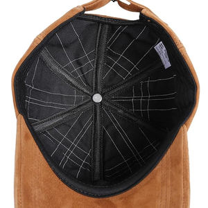 Gorra de béisbol deportiva de 5 paneles de cuero de ante genuino unisex con lazos bordados a mano, correa trasera ajustable para hombres y mujeres - Product Image 5