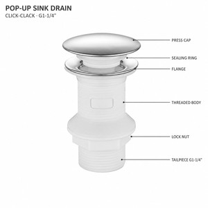Vanne de vidange à clic-clac en ABS blanc pour <span class=keywords><strong>lavabo</strong></span>, à pression, pour salle de bain, vente directe usine - Product Image 5