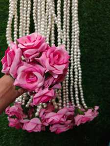 กุหลาบสีชมพูสง่างามและมาลัยไข่มุกสำหรับการตกแต่งในทุกโอกาสและในเทศกาลพวงมาลัยประดับมุกดอกไม้เหมาะสำหรับงานแต่งงาน - Product Image 6