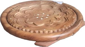 Panier pliable de fruits de grotte en bois avec poignée pour cuisine/table à manger-Sesham (12 pouces) Panier de fruits et légumes en bois - Product Image 4