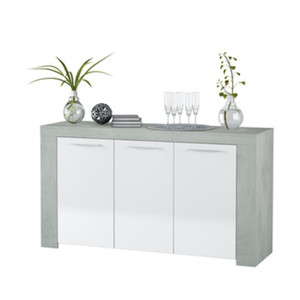 Credenza con 3 Ante 'ambit' 42x144x80h Bianco/Cemento - Product Image 1