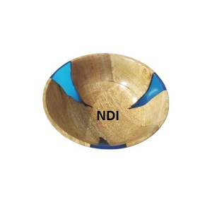 Cuenco hondo de madera de mango de gran tamaño con acabado personalizado para el hogar, Hotel, restaurante, centros de mesa impresos con esmalte, frutero decorativo - Product Image 3