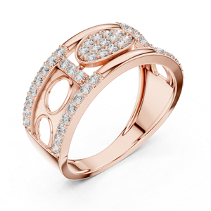 แหวนเพชรทรงกลมสีโรสโกลด์ 14K สำหรับผู้หญิง |   เพชรที่เพาะเลี้ยงใหม่ - Product Image 6