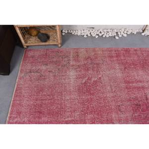 Vintage 3.6 X 7 ft Pink Turkish <b>Rug</b> Handmade Boho Patchwork Wool with Latex Backing Rectangular <b>Bedside</b> <b>Rugs</b> - Product Image 5