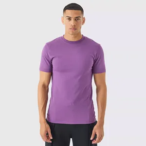 OEM individuelles Fitnessstudio einfarbiges Training enges T-Shirt einfarbig solide Farbe Muskel-Fit Männer Slim Fit-T-Shirts