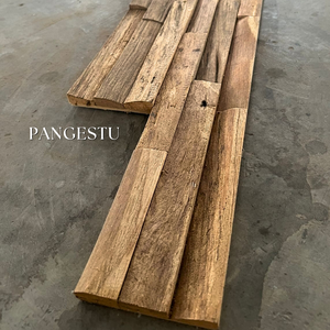 Panel de Pared de Madera de Teca Maciza Rústica, Aspecto Reciclado Lineal Apilado, Revestimiento Interior de Madera - Product Image 2