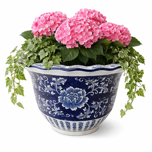 Pot de fleurs en céramique bleu et blanc <span class=keywords><strong>à</strong></span> motifs floraux, grand pot <span class=keywords><strong>à</strong></span> fleurs fait <span class=keywords><strong>à</strong></span> la main avec trou de drainage <span class=keywords><strong>pour</strong></span> la maison, le jardin, vente en gros - Product Image 6