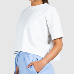 Women's Loose Fit <b>Plaid</b> Flannel Crop Top T-Shirts Wholesale Short Workout Apparel Breathable Cotton Plain Design Casual Style - Product Image 6