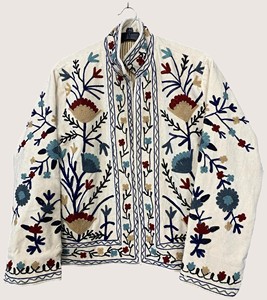 เสื้อโค้ทผู้หญิงไซส์ใหญ่ ลายปักซูซานี ผ้าขนสัตว์ผสม เป็นมิตรต่อสิ่งแวดล้อม คอทรงโอ แขนยาว สไตล์โบฮีเมียน สำหรับฤดูหนาว - Product Image 1