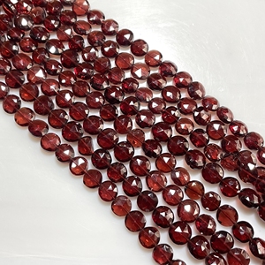 ลูกปัดรูปเหรียญโกเมนแบบเหลี่ยมเพชรพลอย LT-203อัญมณีสีแดงธรรมชาติขนาด6.5-7มม. สว่านแนวตั้ง9นิ้วสำหรับสร้างสรรค์ - Product Image 4