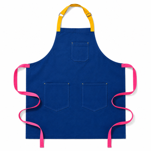 Blue Sleeveless Bib <b>Apron</b> with Multiple Pockets 100% Cotton Canvas Eco-Friendly Cooking <b>Apron</b> for Daily Use - Product Image 1