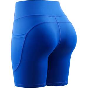 Pantalones de yoga sin costuras para mujer con logotipo personalizado, ropa deportiva para gimnasio, pantalones cortos de yoga para levantar glúteos con bolsillo para teléfono - Product Image 4