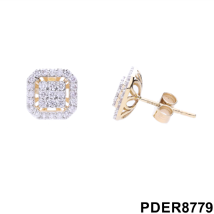 Lujo 14K oro mujer diamante Stud pendientes 0,65 CTW princesa corte esquina cuadrado diseño impresionante joyería - Product Image 3
