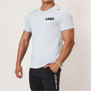 Alta calidad verano Fitness músculo secado rápido Tops entrenamiento impresión en blanco deportes correr gimnasio nailon personalizado camiseta hombres camisetas - Product Image 4