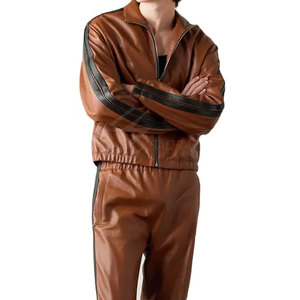 2025 ropa de moda de manga larga para hombre chándal de cuero de gran tamaño de alta calidad para hombre chándal de cuero para uso informal - Product Image 6