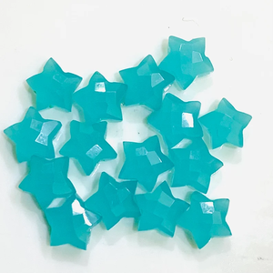 Perles de pierres précieuses sculptées en étoile de calcédoine bleue pour la fabrication de bijoux 10mm AAA Grade calcédoine pierre précieuse en vrac sculpture Briolette perle - Product Image 2