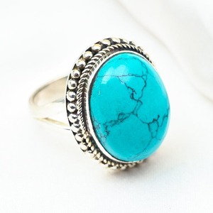 Boho Style 925 Sterling Silver Rhodium Plated <b>Turquoise</b> Gemstone <b>Ring</b> Handmade for Women Party Wedding Gift - Product Image 4